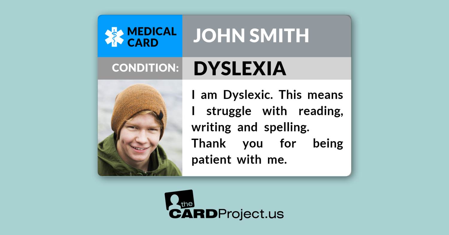 Dyslexia Photo Medical Card (FRONT)